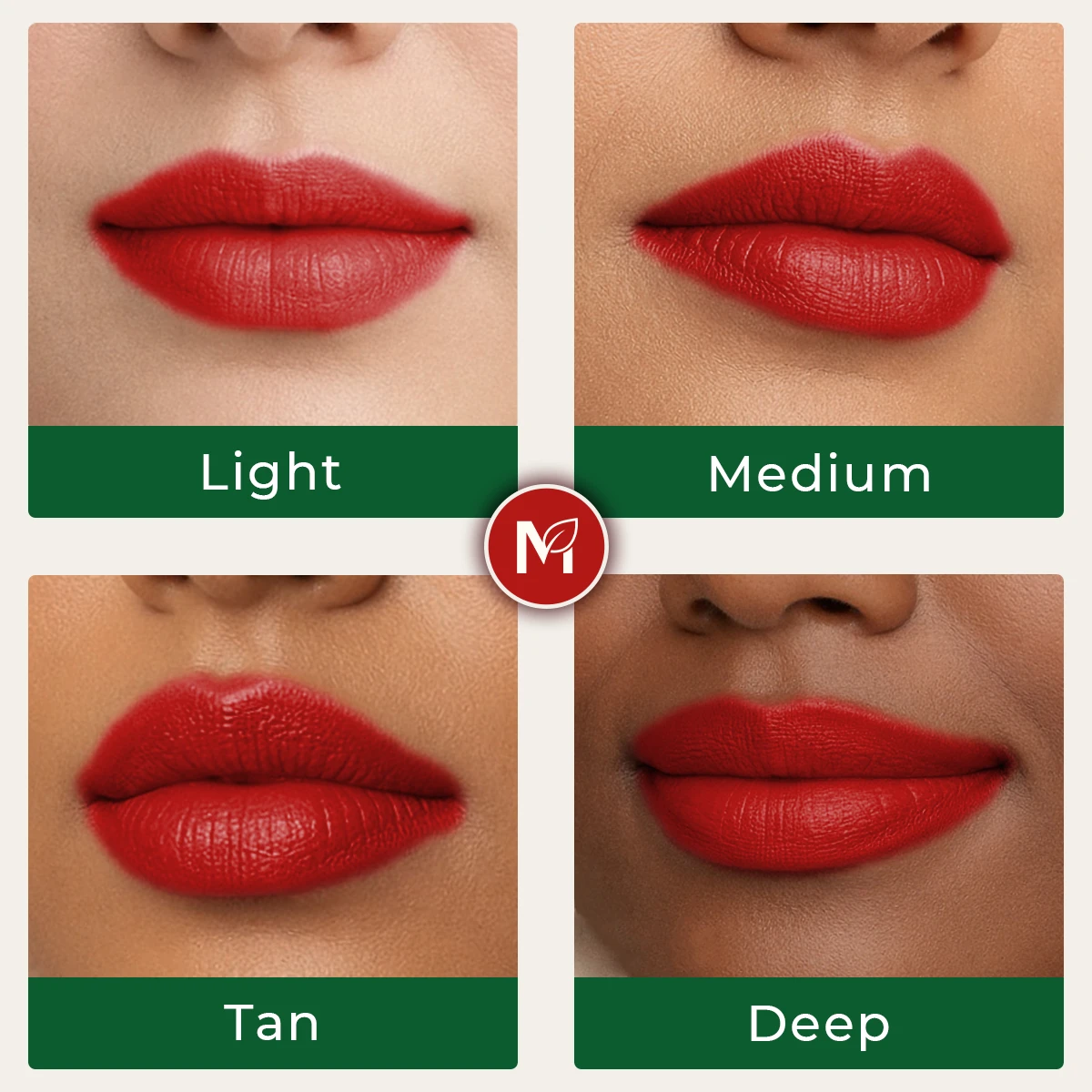 Krishnachura Red Glossy Lipstick Multi Skin Tone Lips - Meer Organics.webp