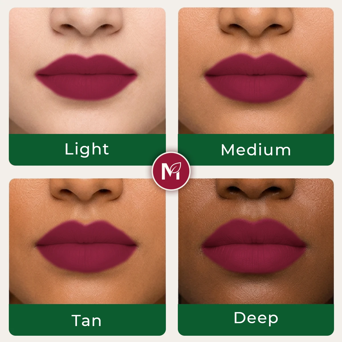 Meer Organics Karabi - Berry Pink Matte Organic Lipstick Multi Skin Tone Lips.webp
